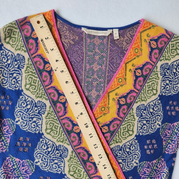 Soft Surroundings Kualoa Tunic Sweater Short Sleeves Printed Colorful Pretty XS - Picture 13 of 16
